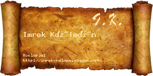Imrek Kálmán névjegykártya